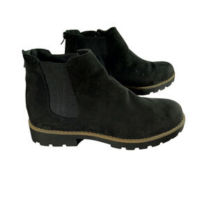 Esprit Bobbie Ankle Boots Women's Size 9.5 Black Faux Suede back Zip Close